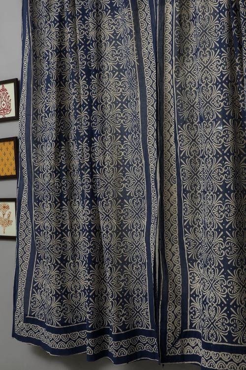 Sooti Syahi Iris Hand Block Printed Window Curtain - Image 3