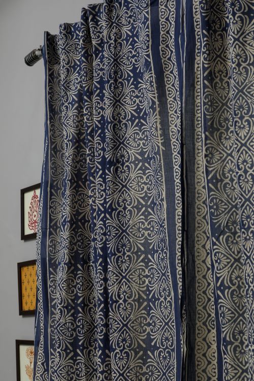 Sooti Syahi Iris Hand Block Printed Window Curtain - Image 4