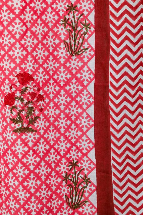 Sooti Syahi Jade Rose Hand Block Printed Door Curtain - Image 4