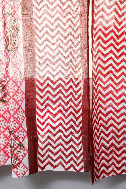 Sooti Syahi Jade Rose Hand Block Printed Window Curtain - Image 2