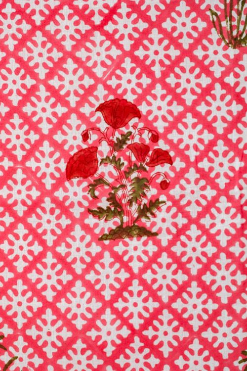 Sooti Syahi Jade Rose Hand Block Printed Window Curtain - Image 4