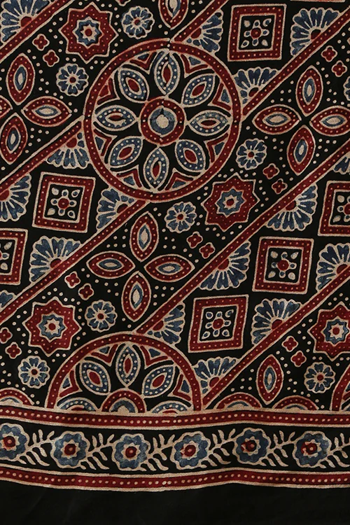 Jahangir Khatri - Black Ajrakh Modal Saree - Image 7