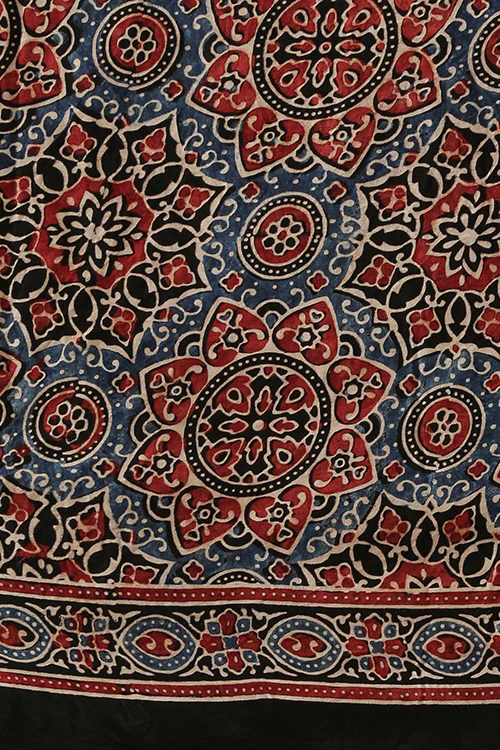 Jahangir Khatri - Black Ajrakh Modal Saree - Image 3