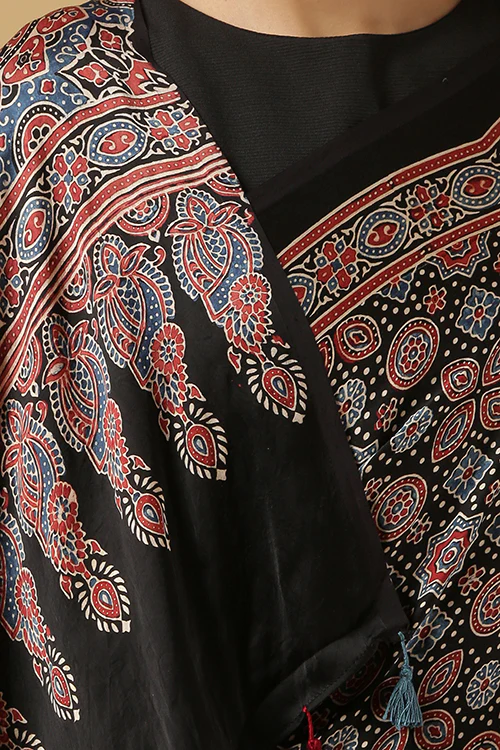 Jahangir Khatri - Black Ajrakh Modal Saree - Image 6
