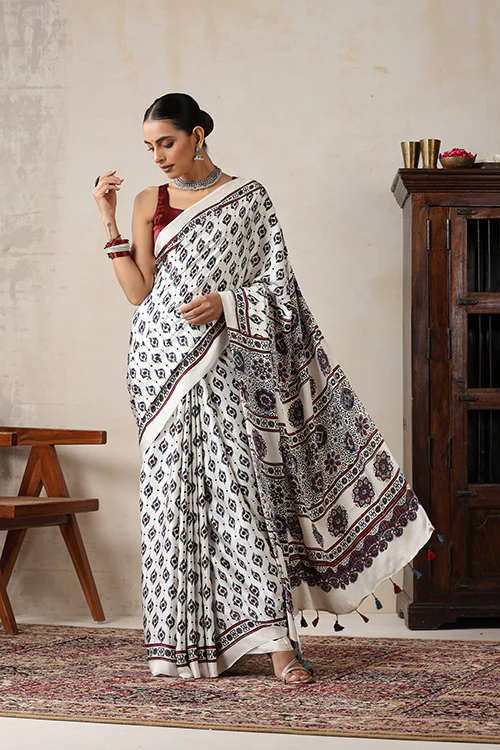 Jahangir Khatri - Bagru Ajrakh Modal Saree - Image 3