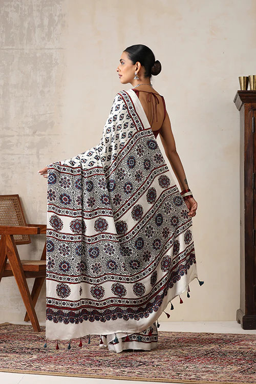 Jahangir Khatri - Bagru Ajrakh Modal Saree - Image 4