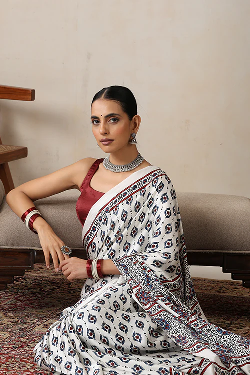 Jahangir Khatri - Bagru Ajrakh Modal Saree - Image 5