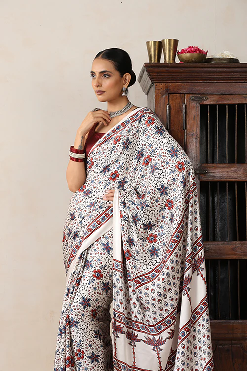 Jahangir Khatri - Bagru Ajrakh Modal Saree - Image 3