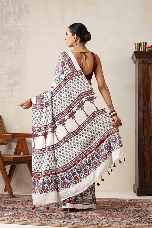 Jahangir Khatri - Bagru Ajrakh Modal Saree - Image 5