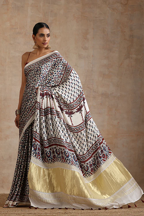 Jahangir Khatri - Bagru Ajrakh Modal Tissue Pallu Saree