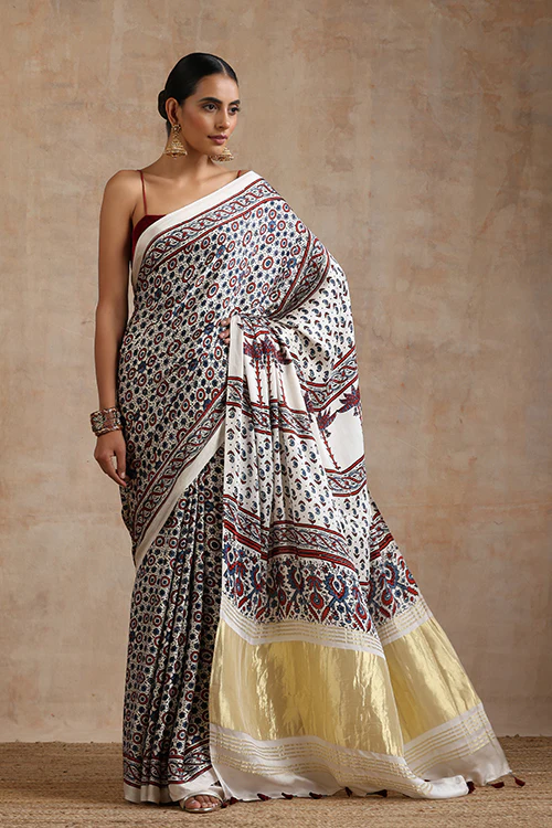 Jahangir Khatri - Bagru Ajrakh Modal Tissue Pallu Saree - Image 7