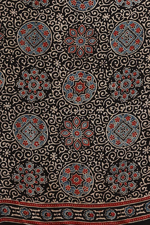 Jahangir Khatri - Black Ajrakh Modal Tissue Pallu Saree - Image 6