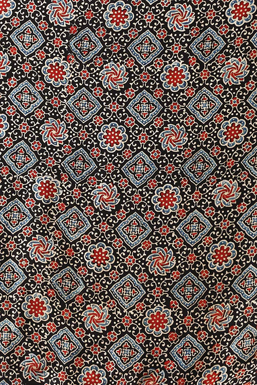 Jahangir Khatri - Black & Red Ajrakh & Bandhani Modal Saree - Image 6