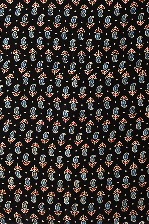 Jahangir Khatri - Black & Sky Blue Ajrakh & Bandhani Modal Saree - Image 7