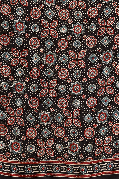 Jahangir Khatri - Black Ajrakh Modal Tissue Pallu Saree - Image 6