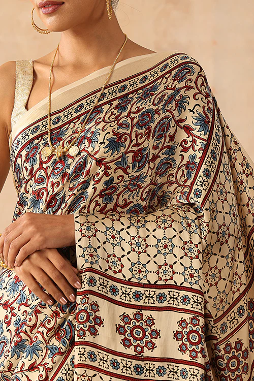 Jahangir Khatri - Bagru Ajrakh Modal  Tissue Pallu Saree - Image 2