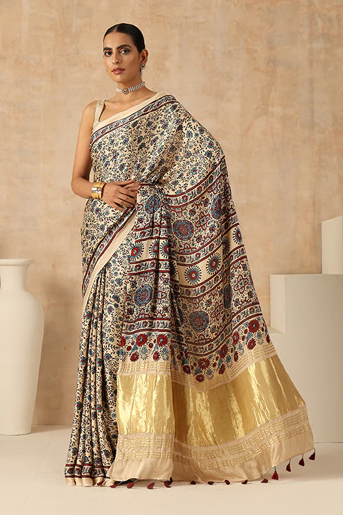 Jahangir Khatri - Bagru Ajrakh Modal Tissue Pallu Saree