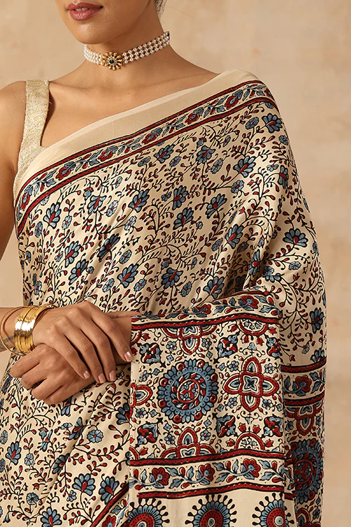 Jahangir Khatri - Bagru Ajrakh Modal Tissue Pallu Saree - Image 2