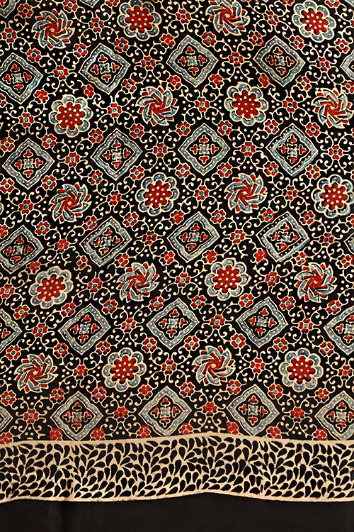 Jahangir Khatri - Black Ajrakh Modal Tissue Pallu Saree - Image 7
