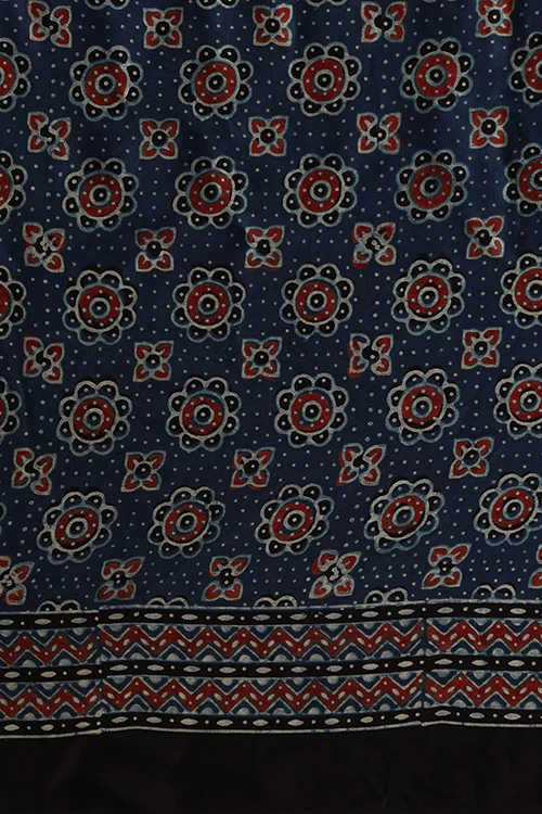 Jahangir Khatri - Indigo Blue Ajrakh Modal Saree - Image 6