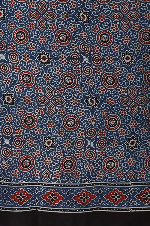 Jahangir Khatri - Indigo Blue Ajrakh Modal Saree - Image 7