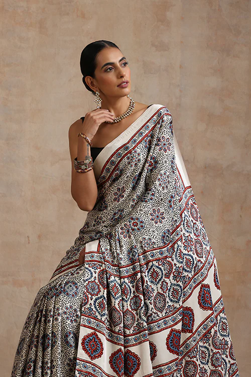 Jahangir Khatri - Bagru Ajrakh Modal Saree - Image 5
