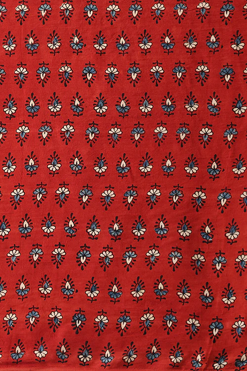 Jahangir Khatri - Red & Magenta Ajrakh & Bandhani Modal Tissue Pallu Saree - Image 5