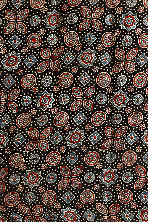 Jahangir Khatri - Black & Green Ajrakh & Bandhani Modal Tissue Pallu Saree - Image 7