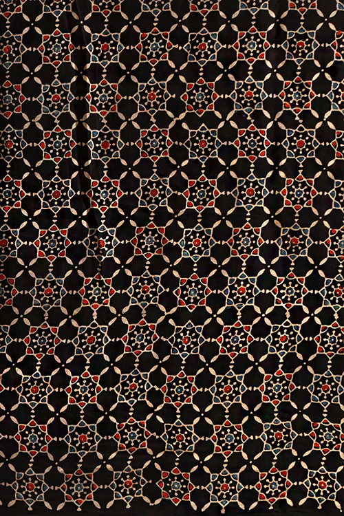 Jahangir Khatri - Black & Magenta Ajrakh & Bandhani Modal Tissue Pallu Saree - Image 7