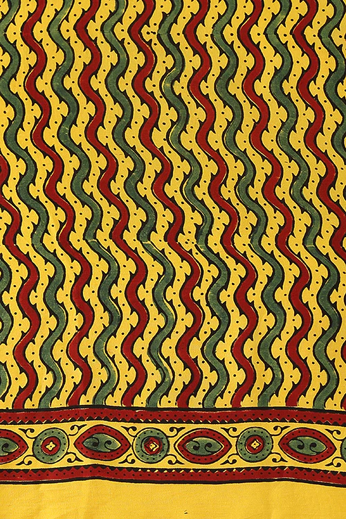Jahangir Khatri - Yellow Ajrakh Modal Tissue Pallu Saree - Image 7