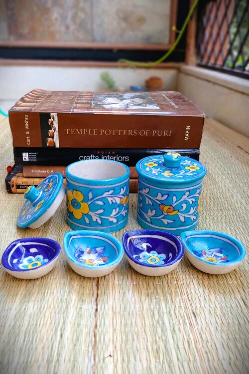 Terracotta by Sachii Jaipur Blue Pottery Diwali Gift Set Big - Image 2