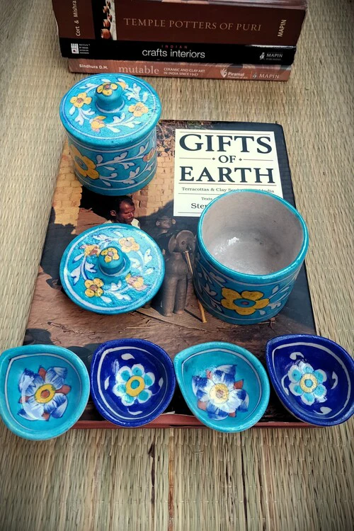 Terracotta by Sachii Jaipur Blue Pottery Diwali Gift Set Big - Image 4