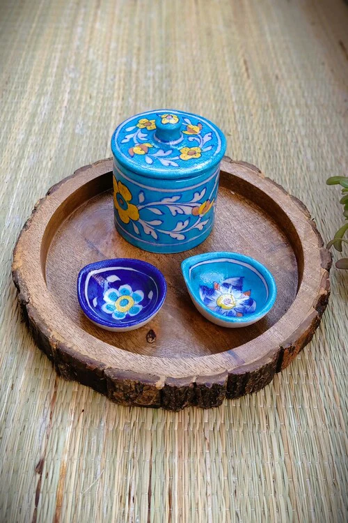 Terracotta by Sachii Jaipur Blue Pottery Diwali Gift Set Small - Image 3