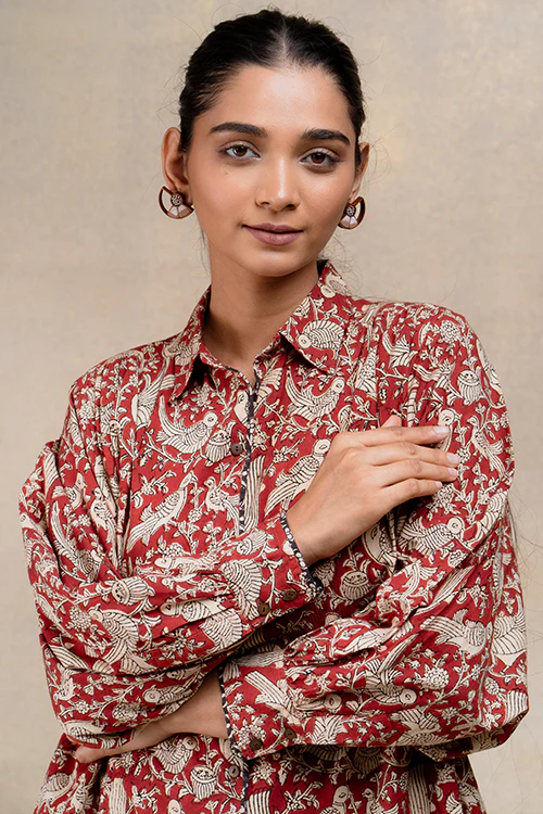 Okhai "Jovial" Handblock Printed Pure Cotton Antifit Shirt Dress - Image 5