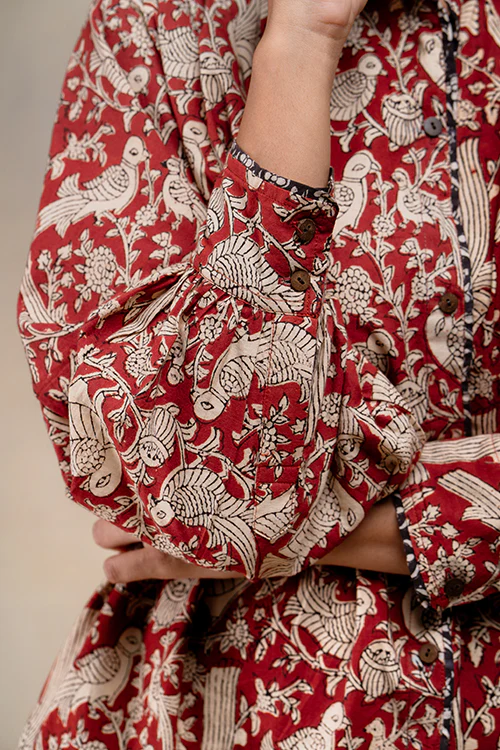 Okhai "Jovial" Handblock Printed Pure Cotton Antifit Shirt Dress - Image 8