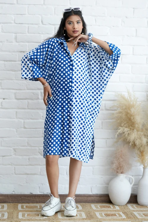 Sooti Syahi Joyce In Blue Hand Block Printed Oversize Shirt - Image 3