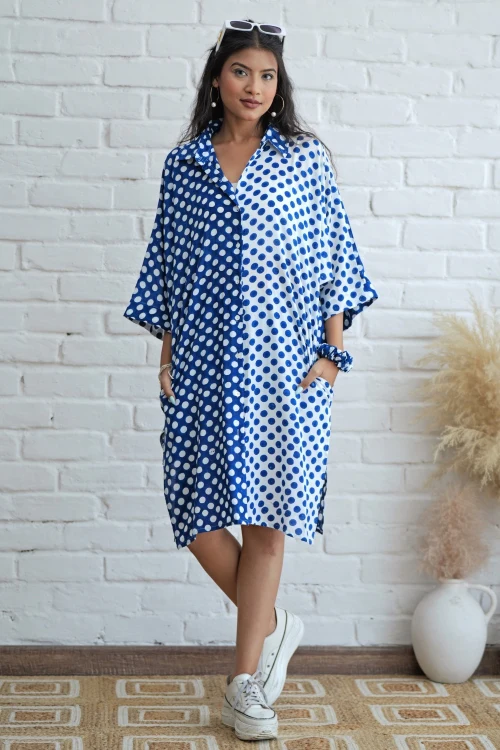 Sooti Syahi Joyce In Blue Hand Block Printed Oversize Shirt - Image 6
