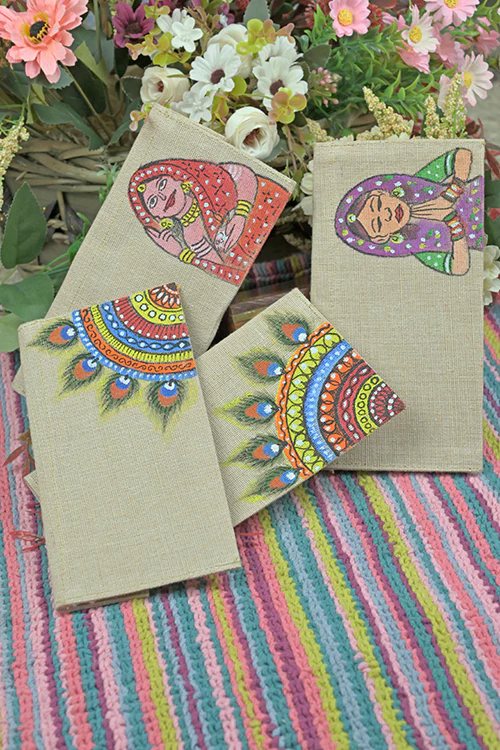 Diorama Designs Jute Hanpainted Art Envelope - Set Of 4 - Image 2