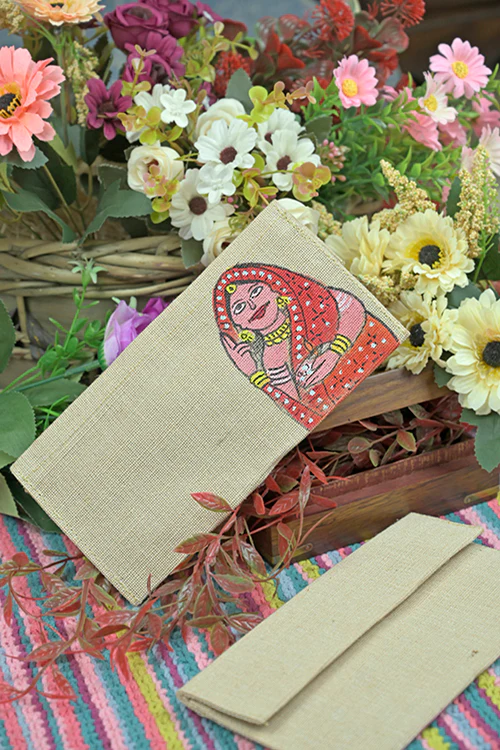 Diorama Designs Jute Hanpainted Art Envelope - Set Of 4 - Image 3