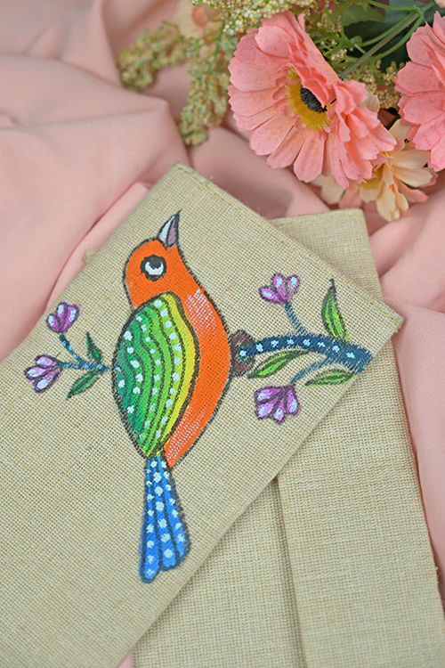 Diorama Designs Jute Hanpainted Birds Envelope - Set Of 4 - Image 3