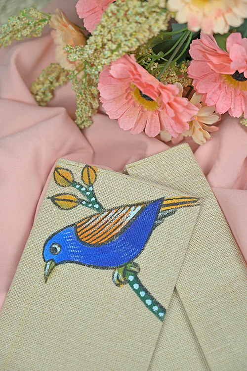 Diorama Designs Jute Hanpainted Birds Envelope - Set Of 4 - Image 4