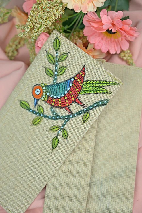Diorama Designs Jute Hanpainted Birds Envelope - Set Of 4 - Image 5