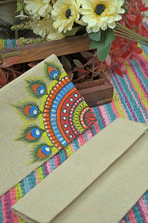 Diorama Designs Jute Hanpainted Feather Envelope - Set Of 4 - Image 3