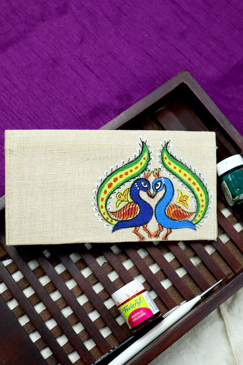 Diorama Designs Jute Hanpainted Gond Artistry Envelope - Set Of 4 - Image 3