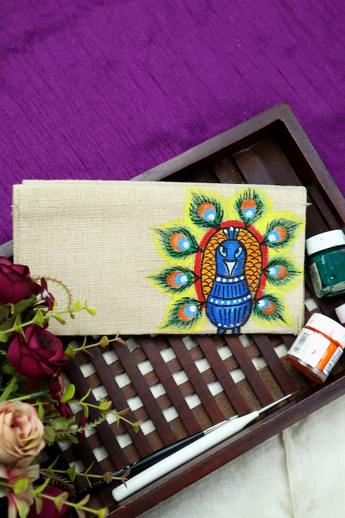 Diorama Designs Jute Hanpainted Gond Artistry Envelope - Set Of 4 - Image 4