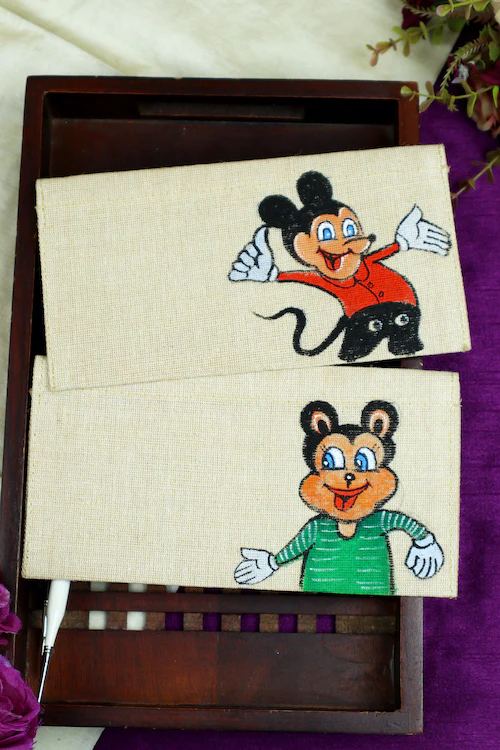 Diorama Designs Jute Hanpainted Whimsical Wonders Envelope - Set Of 4 - Image 2