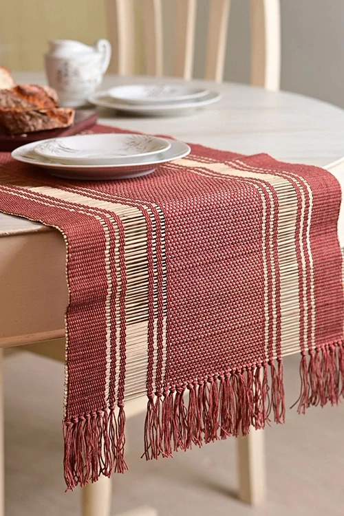 Kadam Haat "Apple Red" Handcrafted Madurkathi Runner - Image 2