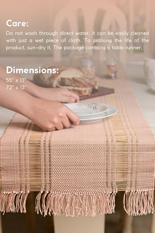 Kadam Haat "Blush Pink" Handcrafted Madurkathi Runner - Image 4