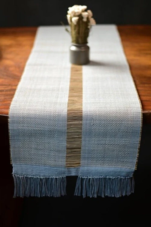 Kadam Haat "Grey" Handcrafted Madurkathi Runner