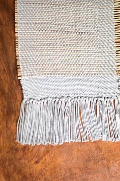 Kadam Haat "Grey" Handcrafted Madurkathi Runner - Image 2